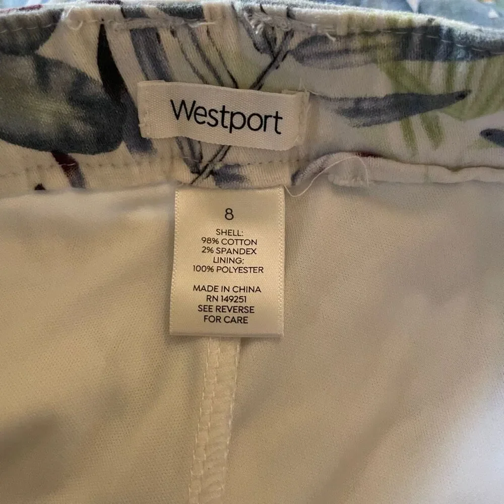Westport Size 8 Skort Skirt Tropical Summer Wear Blue White Palm Tree